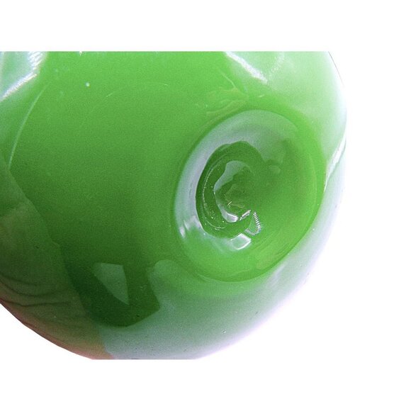 Vintage Glass Art Pear Fruit Decor Stem Leaf Bright Green 4x3" Hand Blown - Picture 4 of 9